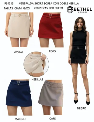 PAQUETE 10 PIEZAS MINI FALDA SHORT CON DOBLE HEBILLA