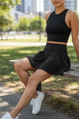 Falda - Short   corta negra de cintura alta