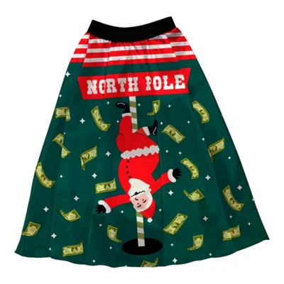 Falda Amplia Larga Para Mujer Santa Claus