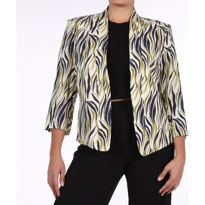 Saco Blazer Estampado Cebra Manga 3/4 Diva By Gamus Mujer