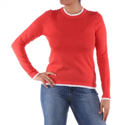 Suéter Cuello Redondo y Color Contraste en Orillas Life Styler para Mujer