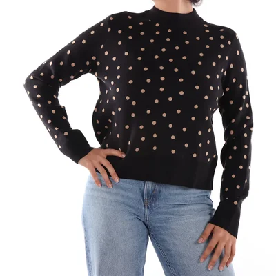 Suéter Negro con Patrón de Puntos Life Styler para Mujer