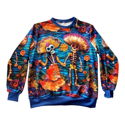 Sudadera Ligera Detalle Lentejuela Catrina Dia De Muertos