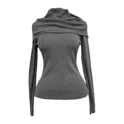 Suéter Gris Cuello Suelto Para Dama MUSSI