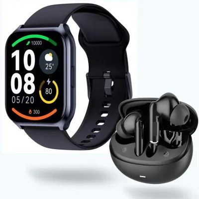 Smartwatch Filwans GTS Mini AZUL + Audífonos G-Tide L42 NEGRO
