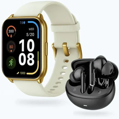 Smartwatch Filwans GTS Mini DORADO + Audífonos G-Tide L42 NEGRO