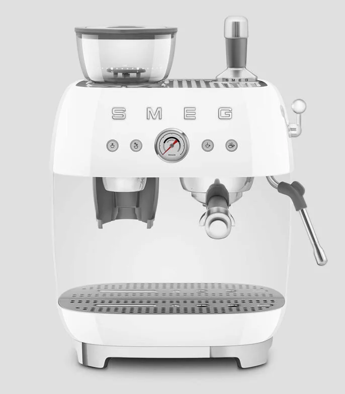 Cafetera EGF03WHUS para 10 tazas blanca en acero inoxidable