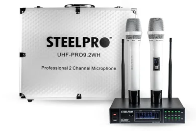 Set De Micrófonos Profesionales UHF-PRO9.2WH Multicanal Steelpro