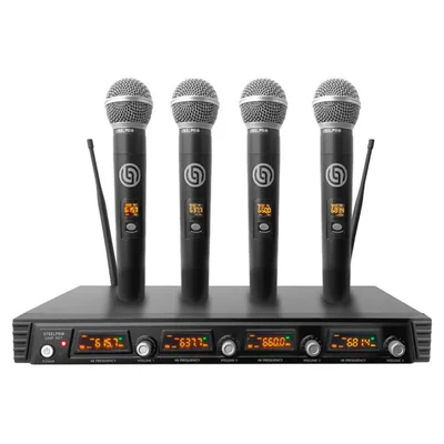 Set Profesional 4 Micrófonos Inalámbricos UHF-907 Steelpro