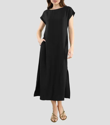 Vestido midi liso Mujer
