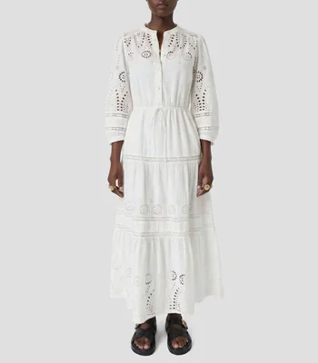 Vestido casual largo manga 3/4 Microdiseño Rhonie Mujer
