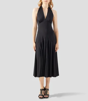 Vestido midi liso Mujer