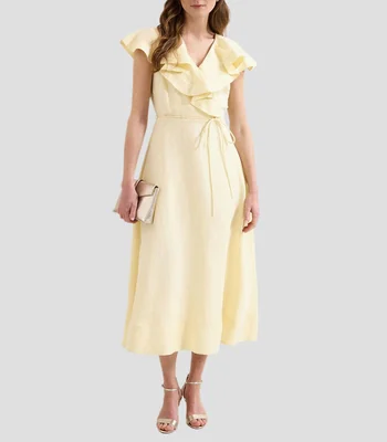 Vestido midi liso Mujer