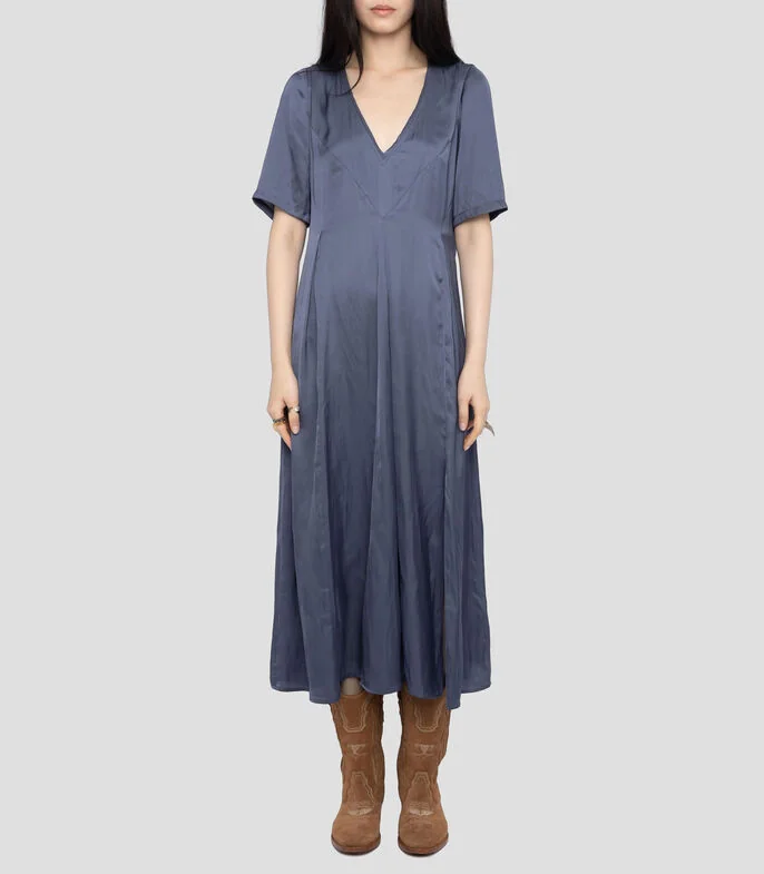 Vestido largo liso Mujer