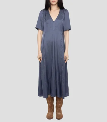Vestido largo liso Mujer