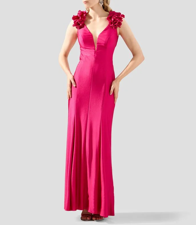 Vestido de fiesta largo liso Mujer