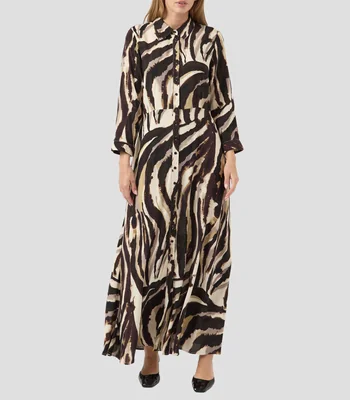 Vestido largo manga 3/4 estampado Mujer