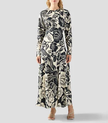 Vestido largo manga larga estampado Mujer