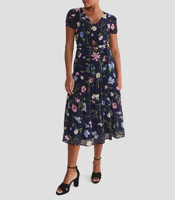 Vestido de fiesta midi con flores Lola Mujer