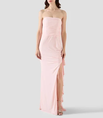 Vestido de fiesta largo liso Mujer