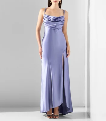 Vestido largo liso Mujer