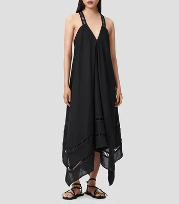 Vestido largo liso Mujer