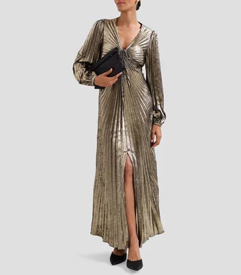 Vestido maxi manga larga liso Mujer