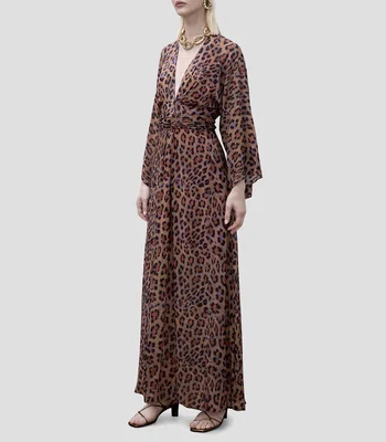 Vestido largo manga larga animalprint Mujer