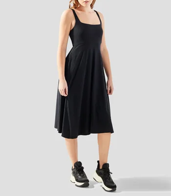 Vestido midi liso Mujer