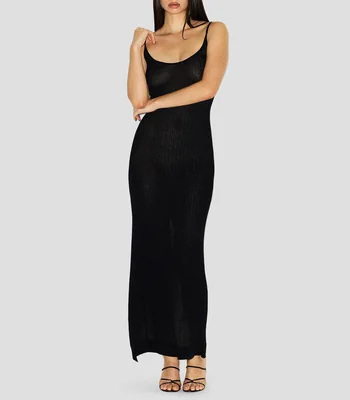 Vestido midi liso Mujer