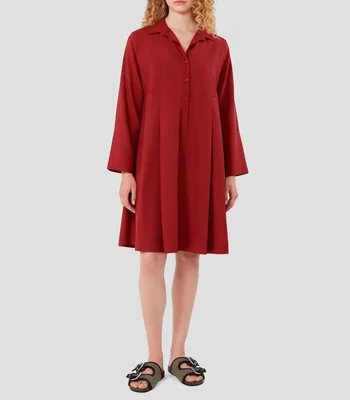 Vestido midi manga 3/4 liso Mujer