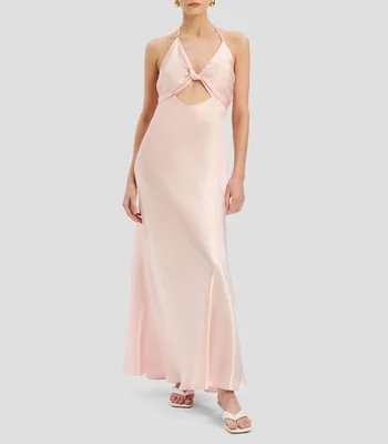 Vestido largo liso Mujer