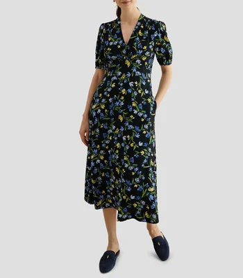 Vestido midi manga corta fantasía Mujer