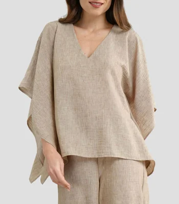 Blusa jaspeada manga corta Mujer