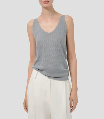 Blusa con microdiseños sin mangas Mujer