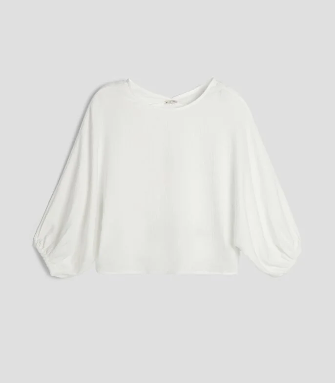 Blusa lisa manga 3/4 Mujer
