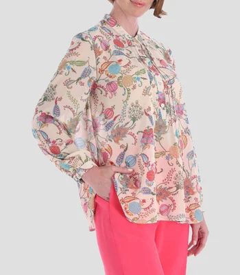 Blusa estampada manga larga Mujer