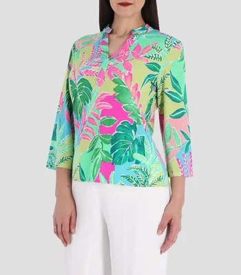 Blusa estampada manga 3/4 Mujer
