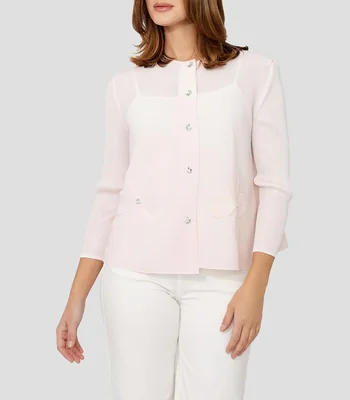 Blusa lisa manga 7/8 Mujer