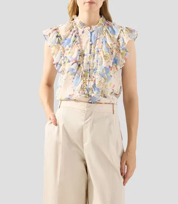 Blusa con estampado sin mangas Mujer
