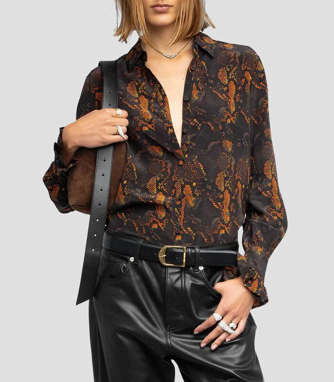 Blusa estampada de manga larga Mujer