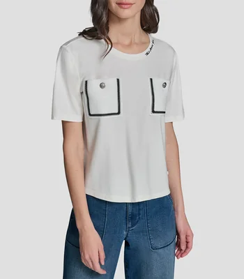 Blusa lisa manga corta Mujer
