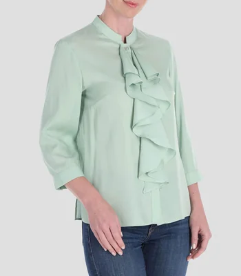Blusa lisa manga 3/4 Mujer