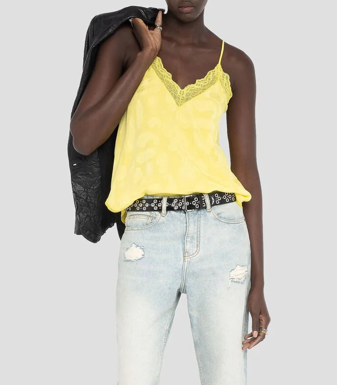 Blusa estampada sin mangas Mujer