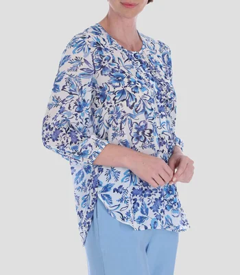 Blusa estampada manga 3/4 Mujer