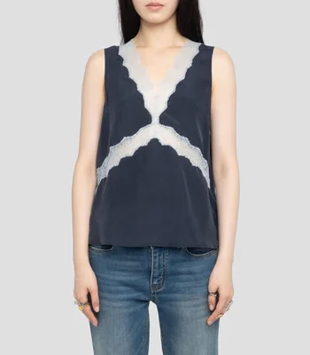 Blusa lisa sin mangas Mujer