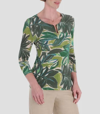 Blusa estampada manga 3/4 Línea Petite Mujer