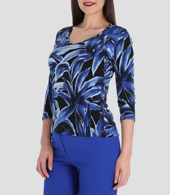 Blusa estampada manga 3/4 Mujer