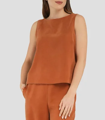 Blusa lisa sin mangas Mujer