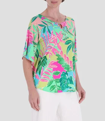Blusa estampada manga corta Mujer